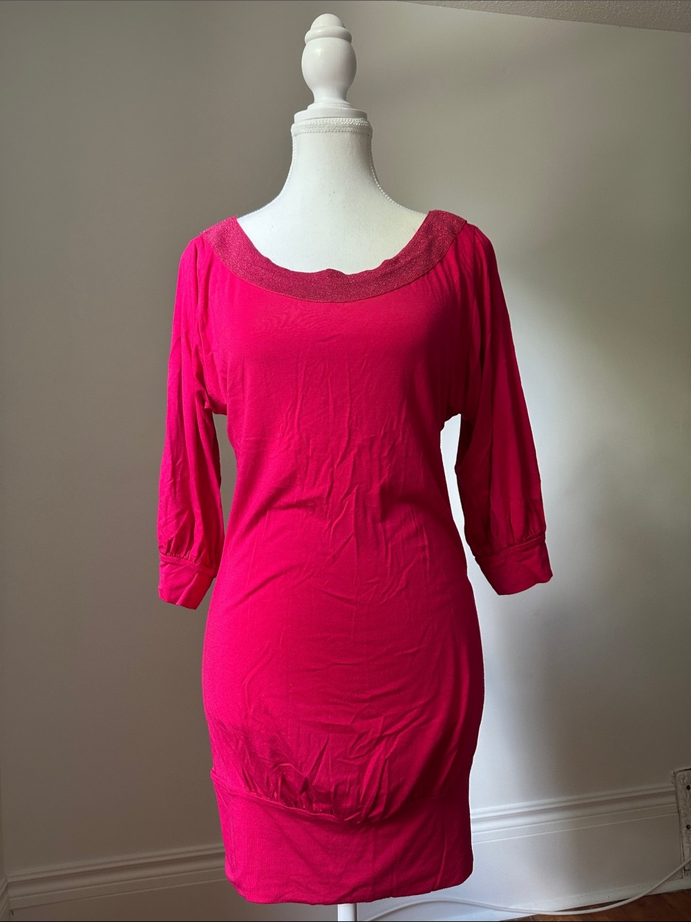 GUESS Hot Pink Sparkle Cutout‎ Club Vacation Y2K Sexy Bubble Mini Dress XS